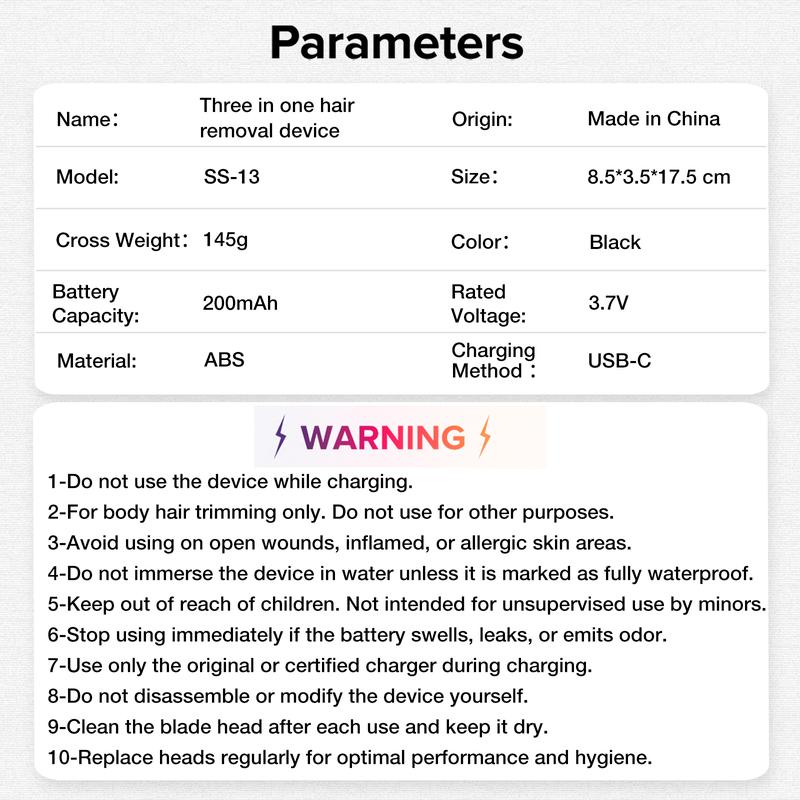 Portable Dual-Head Electric Shaver, Pain-Free Trimming, Multi-Purpose Grooming Kit, Type-C Charging, Long-Lasting Battery Life
