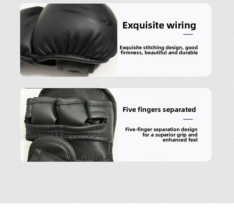 Adult Boxing Gloves for Sanda Training MMA Fighting Punching Bag Half Finger Professional Competition Kickboxing Gloves Shock Absorption Breathable Wrist Support Protective Gear for Martial Arts Sparring Grappling Training for Men Women Athletes