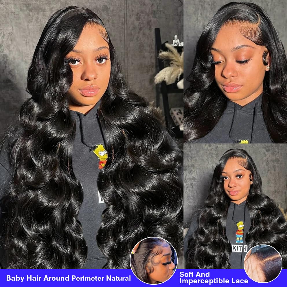 Bling Hair 30 Inch 13x6 Lace Front Wigs Human Hair 180% Density Body Wave Lace Front Wigs Human Hair Pre Plucked Glueless Wigs Human Hair Wigs 13x6 HD Lace Frontal Wigs Human Hair Lace Front Wigs for Women
