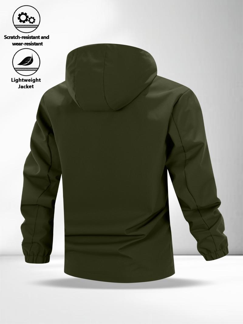Men's Lightweight Hooded Jacket with Zipper Pockets, Breathable Comfort Fabric, Regular Fit, Daily Streetwear