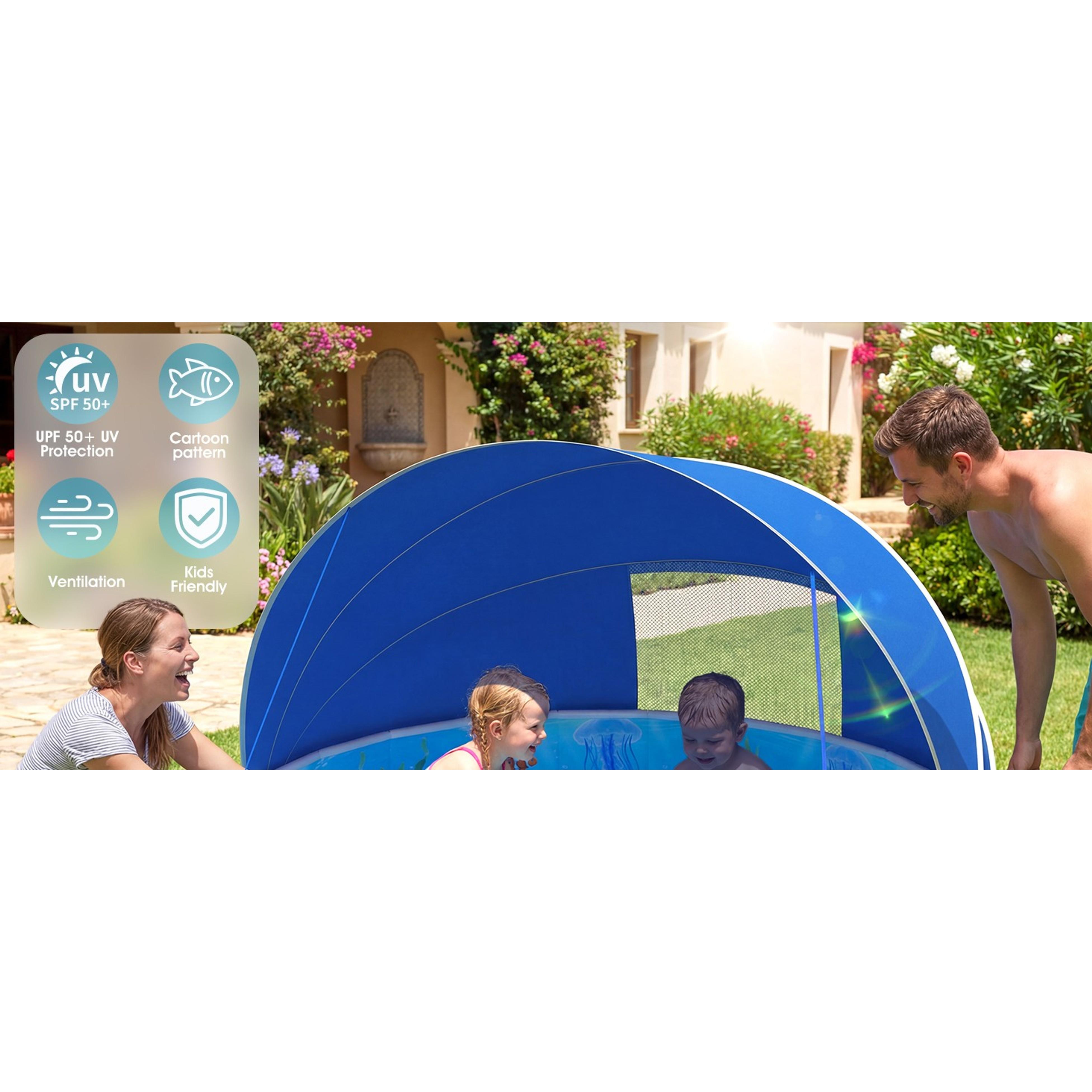 Kiddie Pool with Canopy, 51in Foldable Toddler Pool,Pop Up Baby Pool with Shade,UPF 50+UV Portable Swimming Pool for Kids,Collapsible Baby Pool for Beach, Outdoor Toddler Pool for BackyardGift.