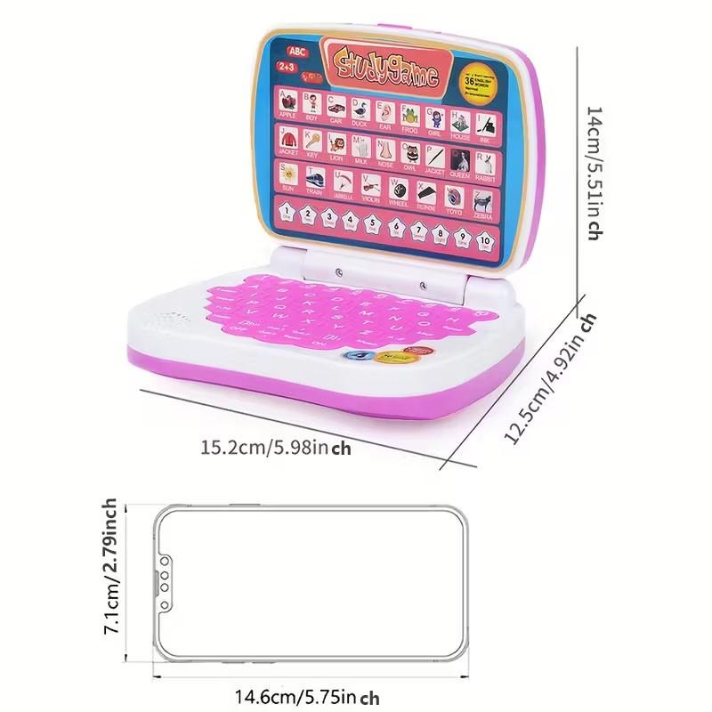 Electronic Digital Learning Toy, Word Learning Machine, Mini Study Computer, Portable, English Language, Letters Numbers Music, Suitable for Kids 3+, Christmas Gift, Phonics Learning Pad