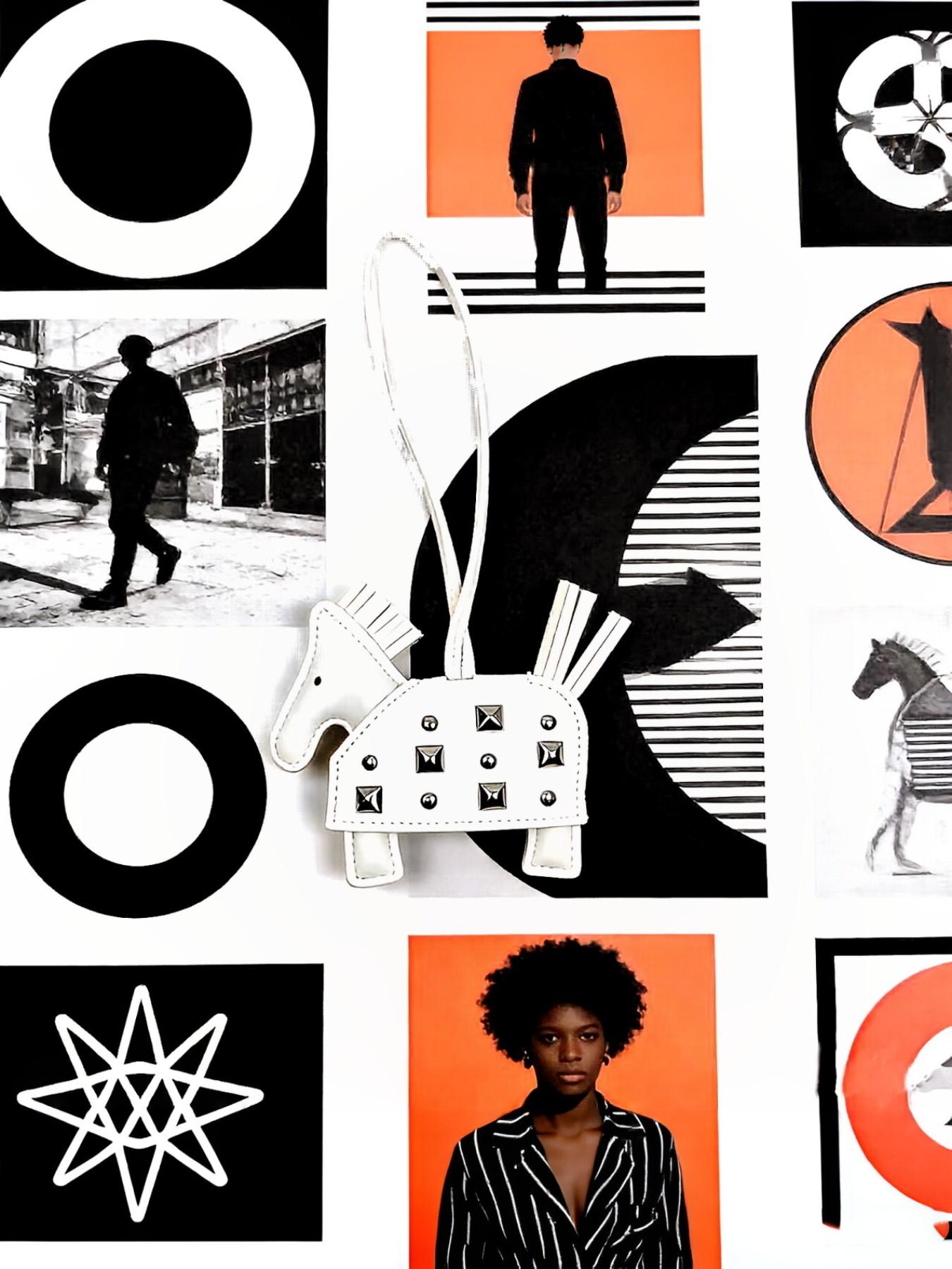 Double-Sided Stud Horse Bag Charm, Leather Handmade Warhorse Keychain Pendant, Creative Car Key Ring, Box Bag Accessory