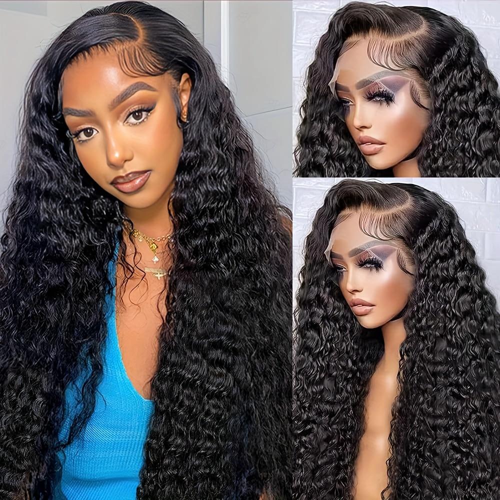 Bling Hair Kinky Curly Lace Front Wig 13x6 HD Transparent Deep Curly Human Hair with Natural Color 180% Density for Women