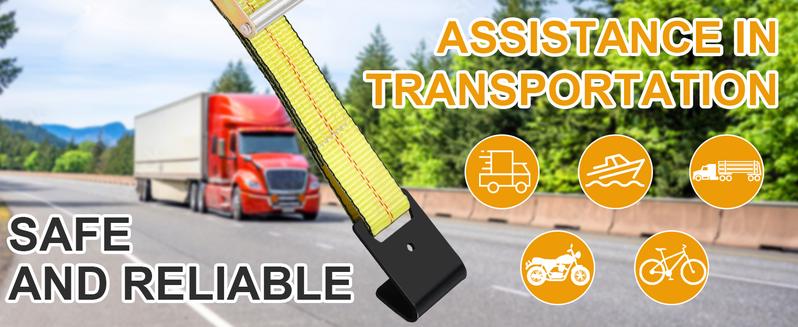 4 Pack 2 in x 27 FT Flat Hook Ratchet Straps ，11,000 lbs Break Strength，Heavy Duty Tie Down Straps for Trucks ,Orange/Yellow