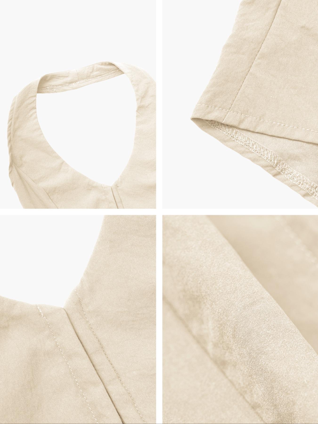 Spring Summer Sleeveless Back Tie Hollow Out Shoulder Vest, Stylish Women's Casual Top, Perfect for Daily Wear & Layering, Fit