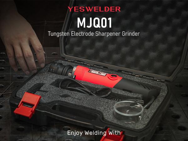 YESWELDER 110V Tungsten Electrode Sharpener Grinder | Portable TIG Welding Rotary Tool with Flat Grind Block, Cut-Off Slot, 4 Sizes/3 Angles