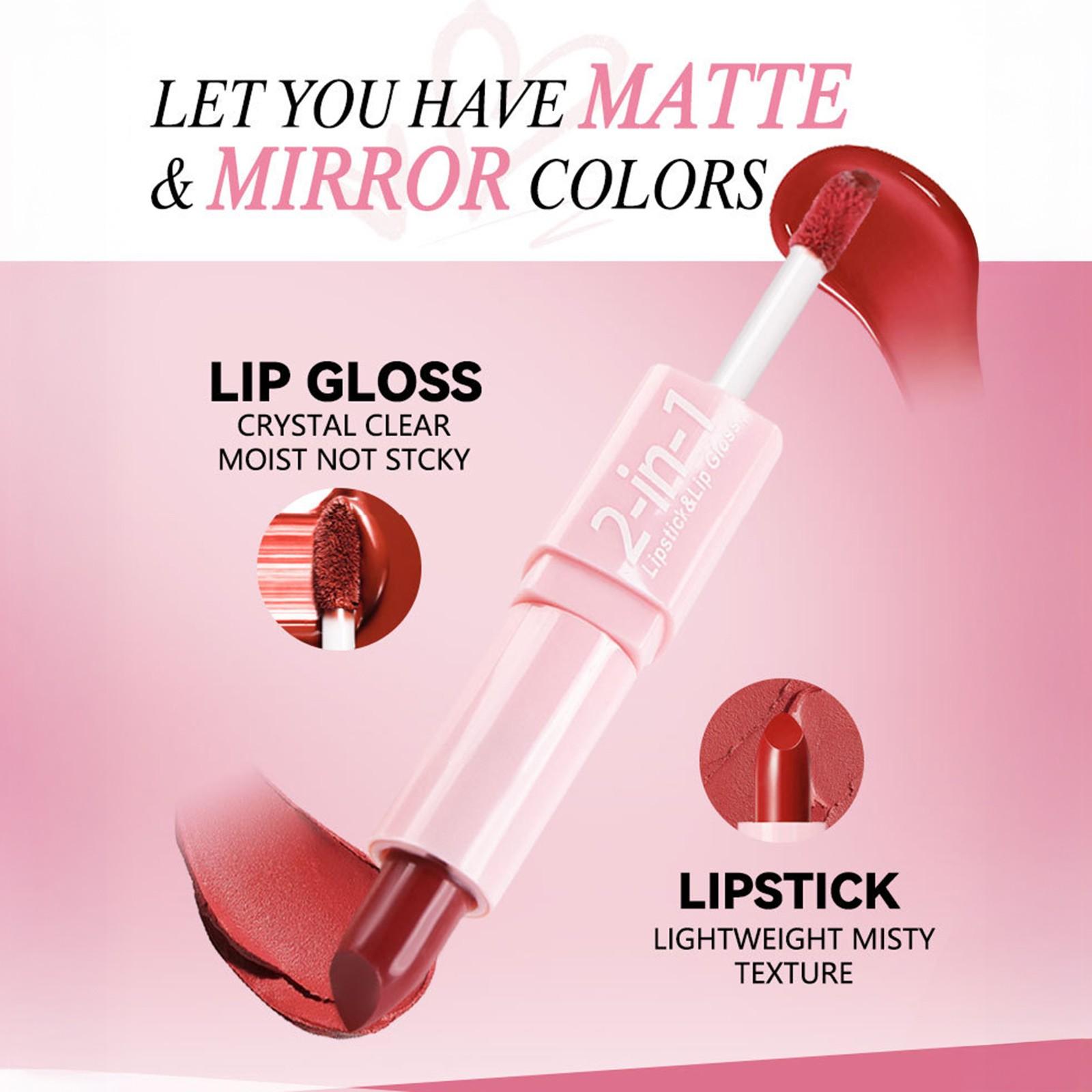 2in1 Matte Lip Gloss & Lipstick, Waterproof Long-Lasting, 6 Colors, 24-Hour Wear, Easy Application, All Skin Types, Perfect Gift