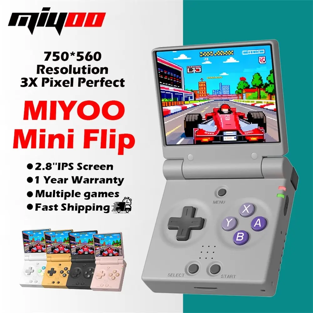 MIYOO Mini Flip Retro Handheld Game Console 2.8 inch IPS Screen Portable Video Game Players Consoles Classic Gaming Emulator Childhood Gifts, family outdoor leisure time, suitable for men, women and children