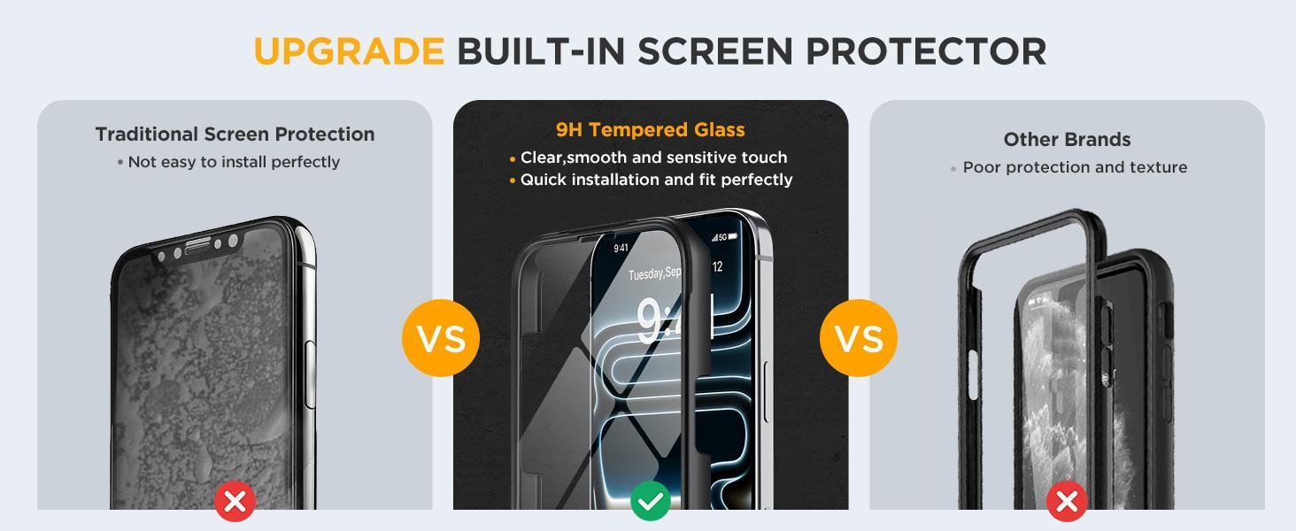 Miracase for iPhone 17 Pro Max Case 6.9" Full-Body Phone Case with Built-in Glass Screen Protector& Full Camera Protector, Camera Control [Magnetic with MagSafe] Drop Proof 17 ProMax Cover, Black