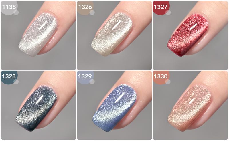 GAOY Holographic Glitter Cat Eye Gel Polish Set of 6 Colors with Free Magnet Holiday Gift Pick UV LED Soak Off Nail Polish Home DIY Manicure Nail Salon Varnish