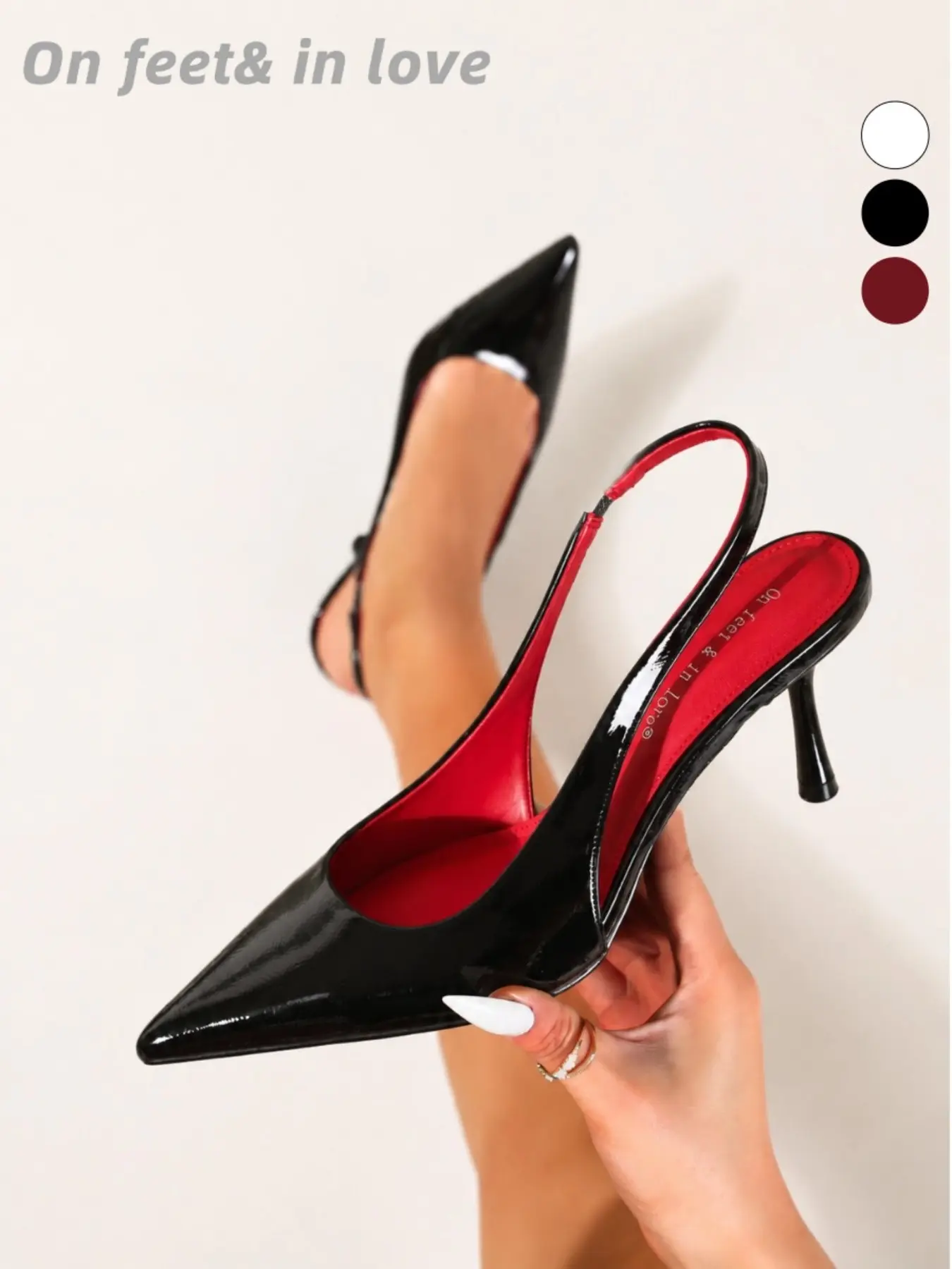 Women's All Sizes Glossy Patent Leather Pointed Toe Hollow Out Elastic Slingback Thin Stiletto Heel Dress Pumps, Stretch Back Strap Non Slip Cushioned Slim Leg Formal Heels for Office Work Wedding Guest Date Night Brunch Cocktail Party Evening Outfits