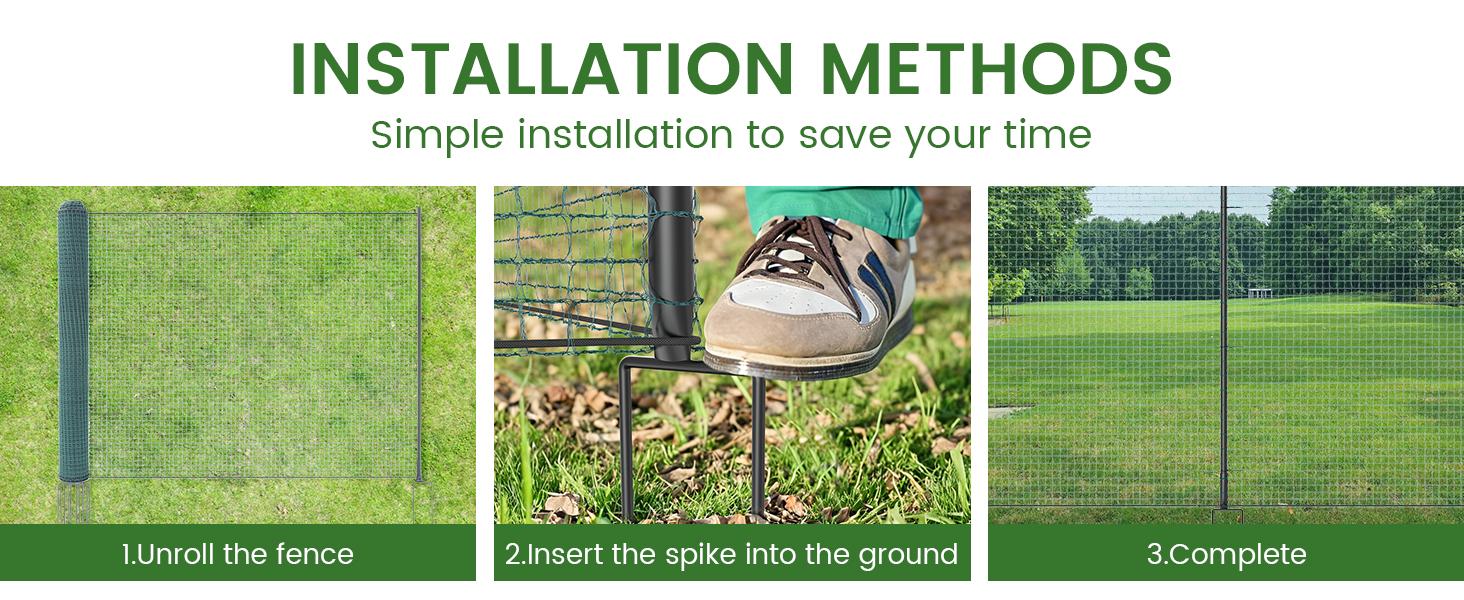 Lilypelle Non Electric Fence Netting, 40" x100' / 40" x164' Boundary Fence, Portable Poultry Fence for Dogs, Chickens, Ducks in Backyard, Garden, Farm