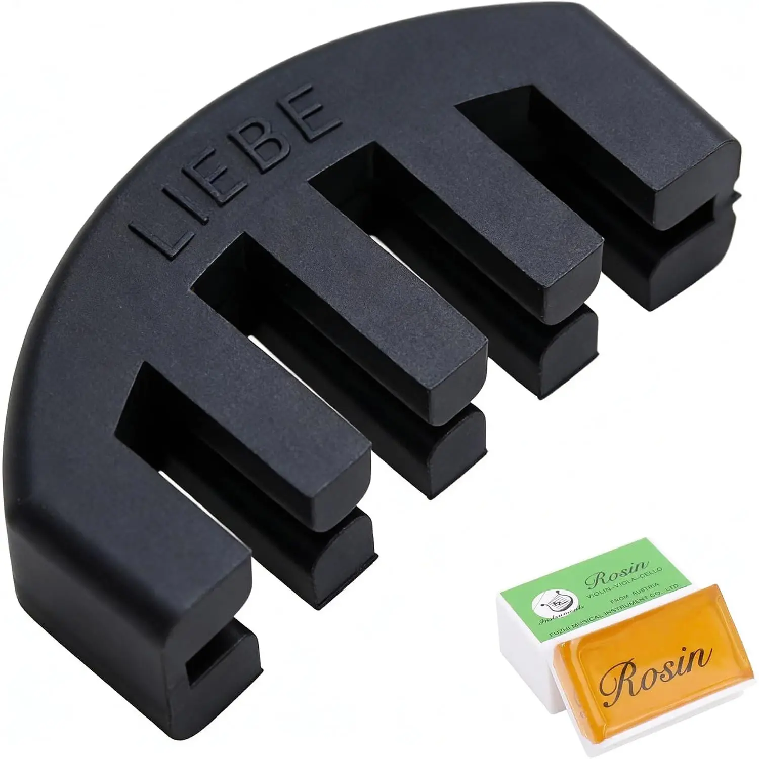 Black Rubber Violin Mute,Practice Silencer with Noise Reduction | Violin Mute 4/4,Easy /Off Tool-Free Installation For Practice,Includes  Rosin