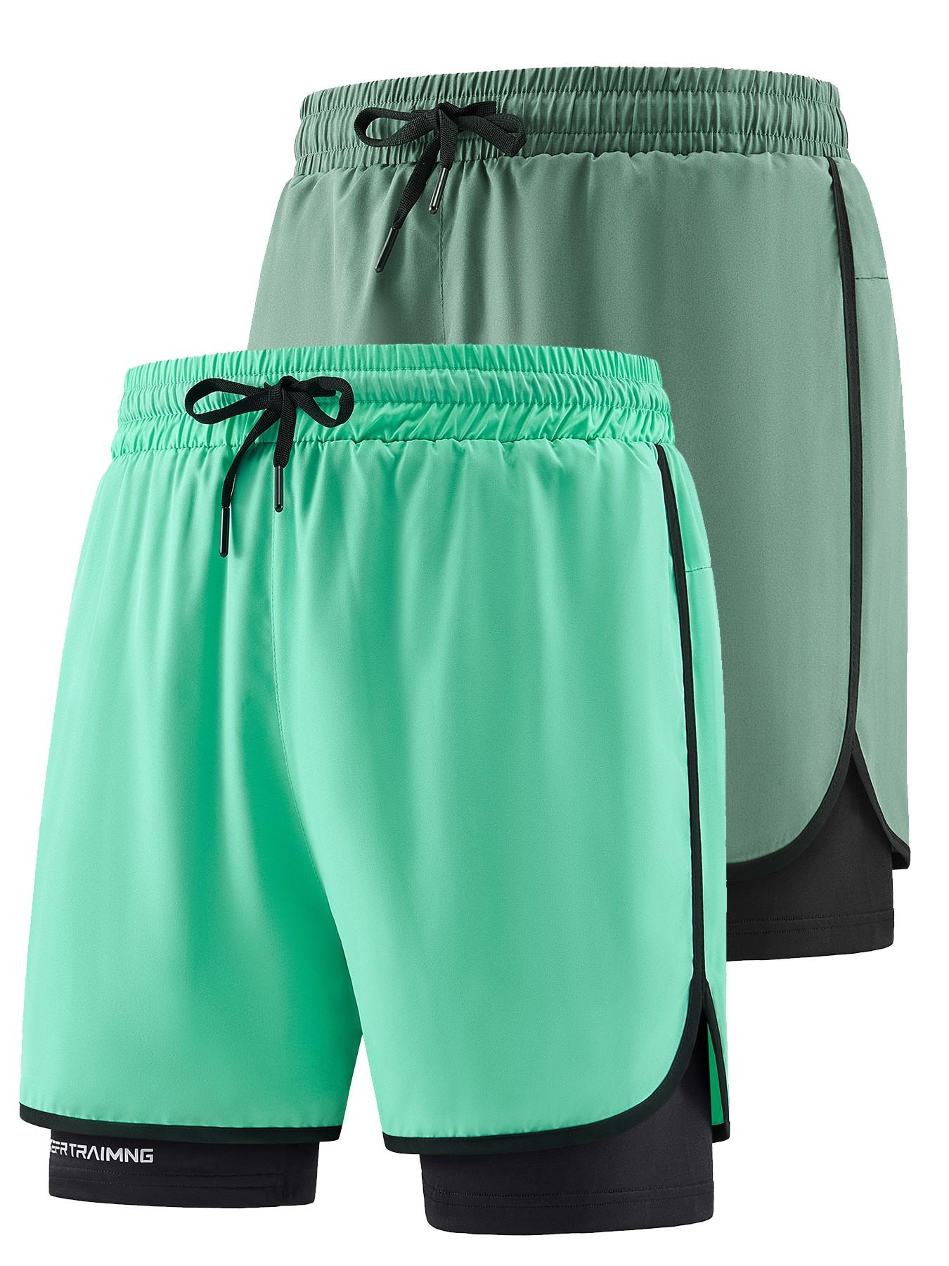 Men's Sporty Loose-Fitting Shorts, Summer New Design, Ideal for Fitness and Marathon Training, Dual-Layer Lining, Pocketed, Elastic Waist