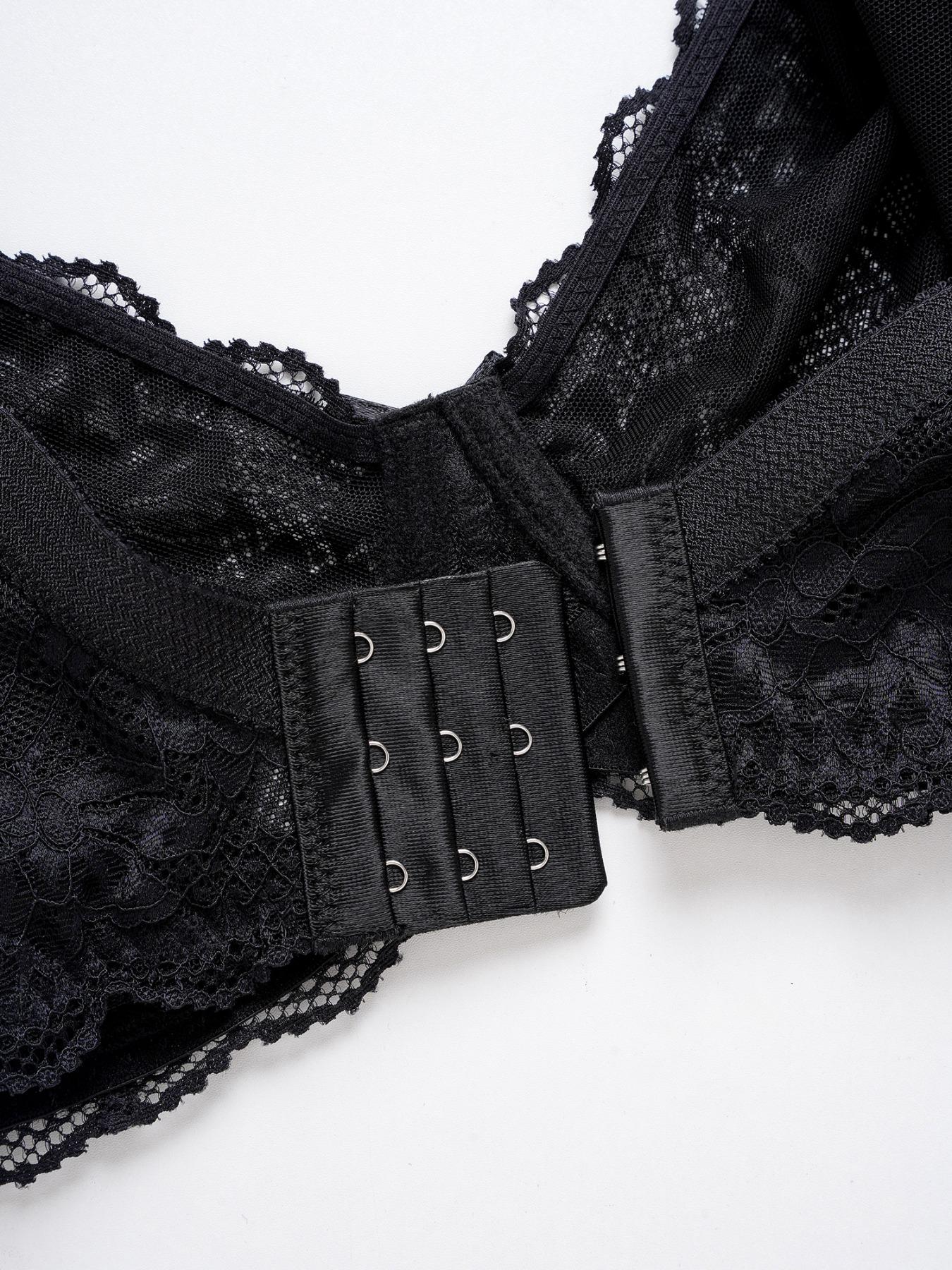 Plus Size Unlined Lace Bras for Women, Full Coverage Minimizer Bra, No Padding, Semi-Sheer, Moisture-Wicking, Breathable, Underwire Support