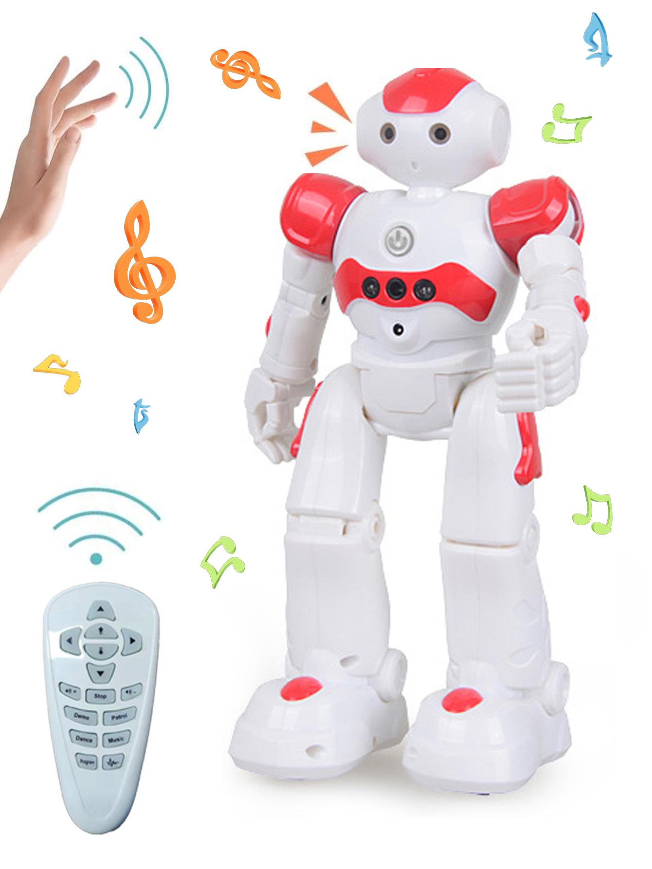Programmable Robot Toy with Wireless Remote and Gesture Sensing, Smart Rechargeable Robot with Lights, Music, Dance, Gift for Kids Ages 3-9