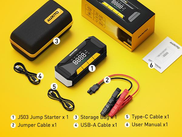 AUXITO 2025 Upgraded 8000A Portable Car Jump Starter,12V Battery Jumper Starter Portable Jump Box(All Gas,up to 10.0L Diesel Engine),Auto Battery Booster Pack with 3 Modes Flashlight, Power Bank with USB Quick Charge & Type C Port