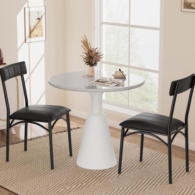 Dining Chairs Set of 2, Upholstered Dining Chairs with Back, PU Leather Dining Kitchen Chair for Kitchen, Apartment, Dinner, Comfortable Seat, Easy Assembly Dining Chairs Set of 2, Upholstered Dining Chairs with Back, PU Leather Dining Kitchen Chair for Kitchen, Apartment, Dinner, Comfortable Seat, Easy Assembly