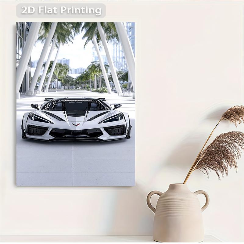 1 piece 2D flat design frameless canvas poster Corvette Supercar Poster Suitable for home decoration, living room, bedroom, office, restaurant, bar wall decoration, art pieces, perfect gifts and
