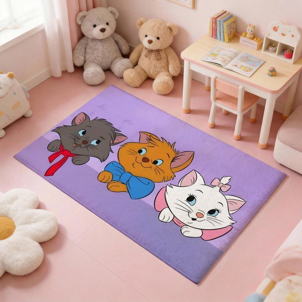 T-The Aristocats cartoon Floor Mat Thickened Soft Flannel Rug – Non-Slip, Absorbent & Wear-Resistant Indoor Mat for Entryway, Living Room & Daily Home Use