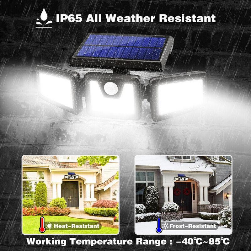 Solar Outdoor Lights Security Lights with Remote Control,3 Heads Motion Sensor Lights, IP65 Waterproof,270° Wide Angle Flood Wall Lights with 3 Modes，TikTokShopBlackFriday