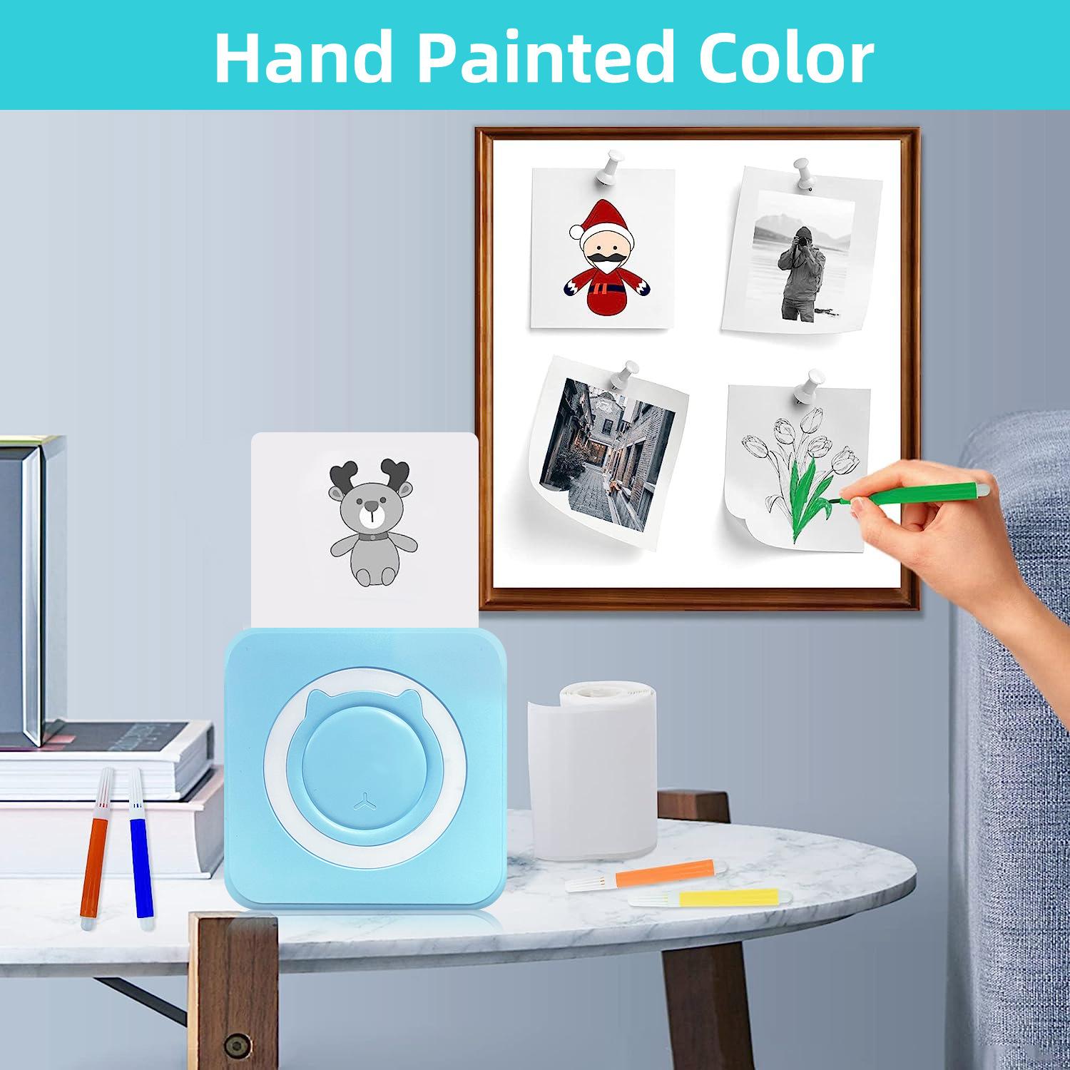 Macaron-colored portable mini student pocket printer for correcting mistakes, Bluetooth inkless thermal document label printer
