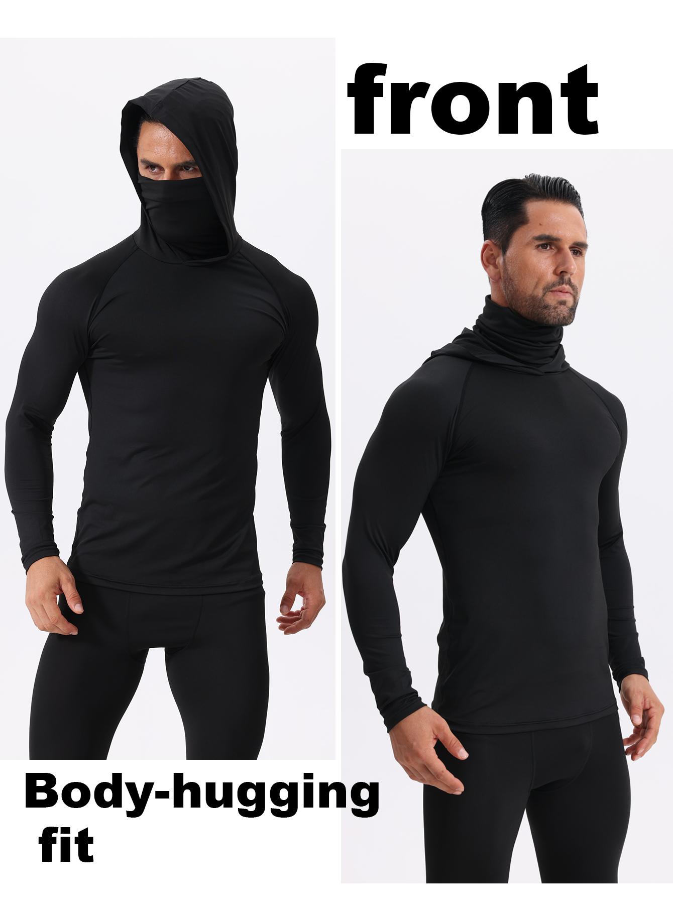 [Quick Dry Hoodies] 3 Men's Quick Drying Breathable Hoodies With Masks |     Long Sleeved T-shirt - Spring And Autumn Compression Sports Top - Enhance Your Workout Performance, It's A Gift tiktokshopbacktoschool