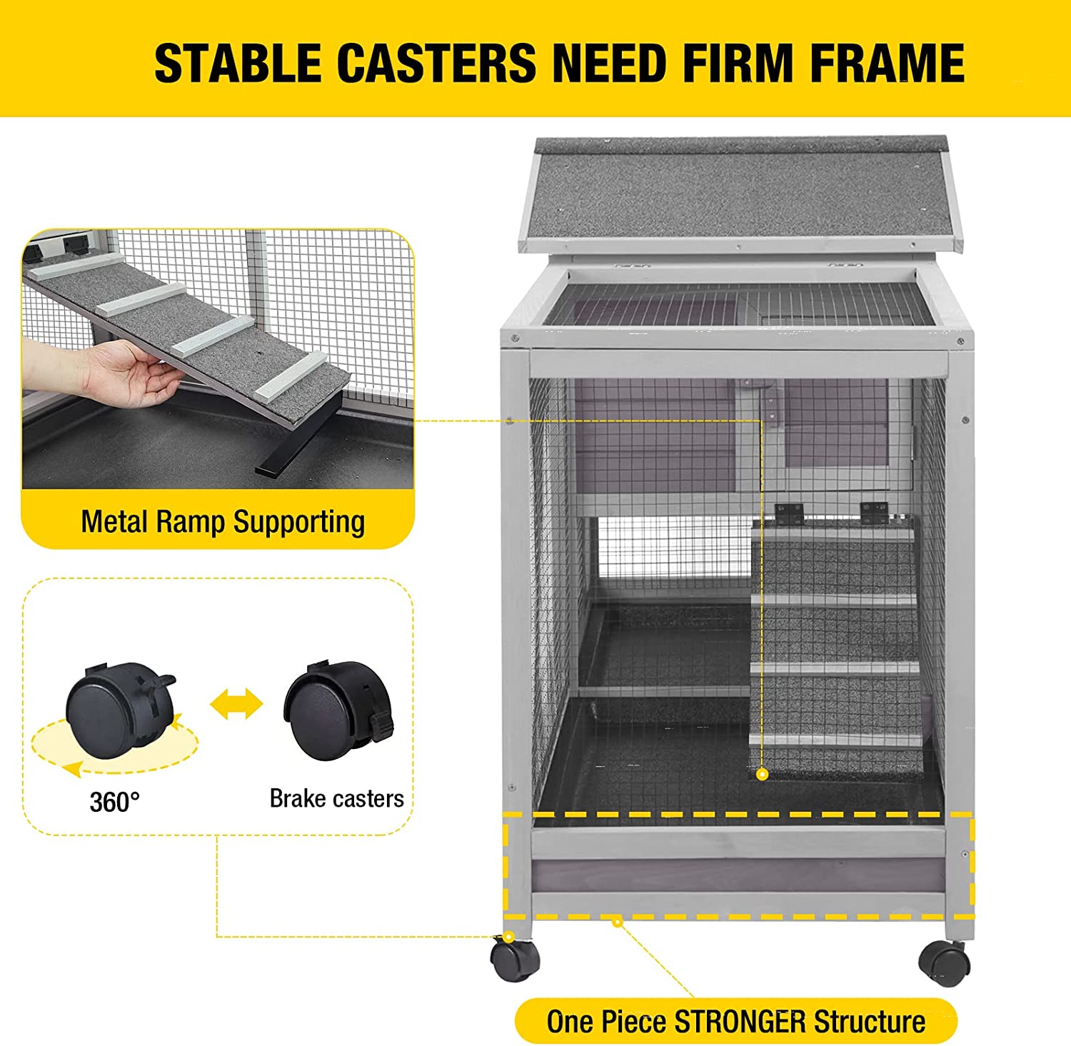 Aivituvin Indoor Outdoor Rabbit Hutch | Bunny Cage (Inner Space 9.6ft²) -AIR19