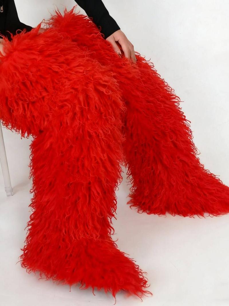 Women's Over-The-Knee Snow Boots, Round Toe Design, Textile Upper & Rubber Sole, Medium Width, Fall/winter Season, Plain Pattern