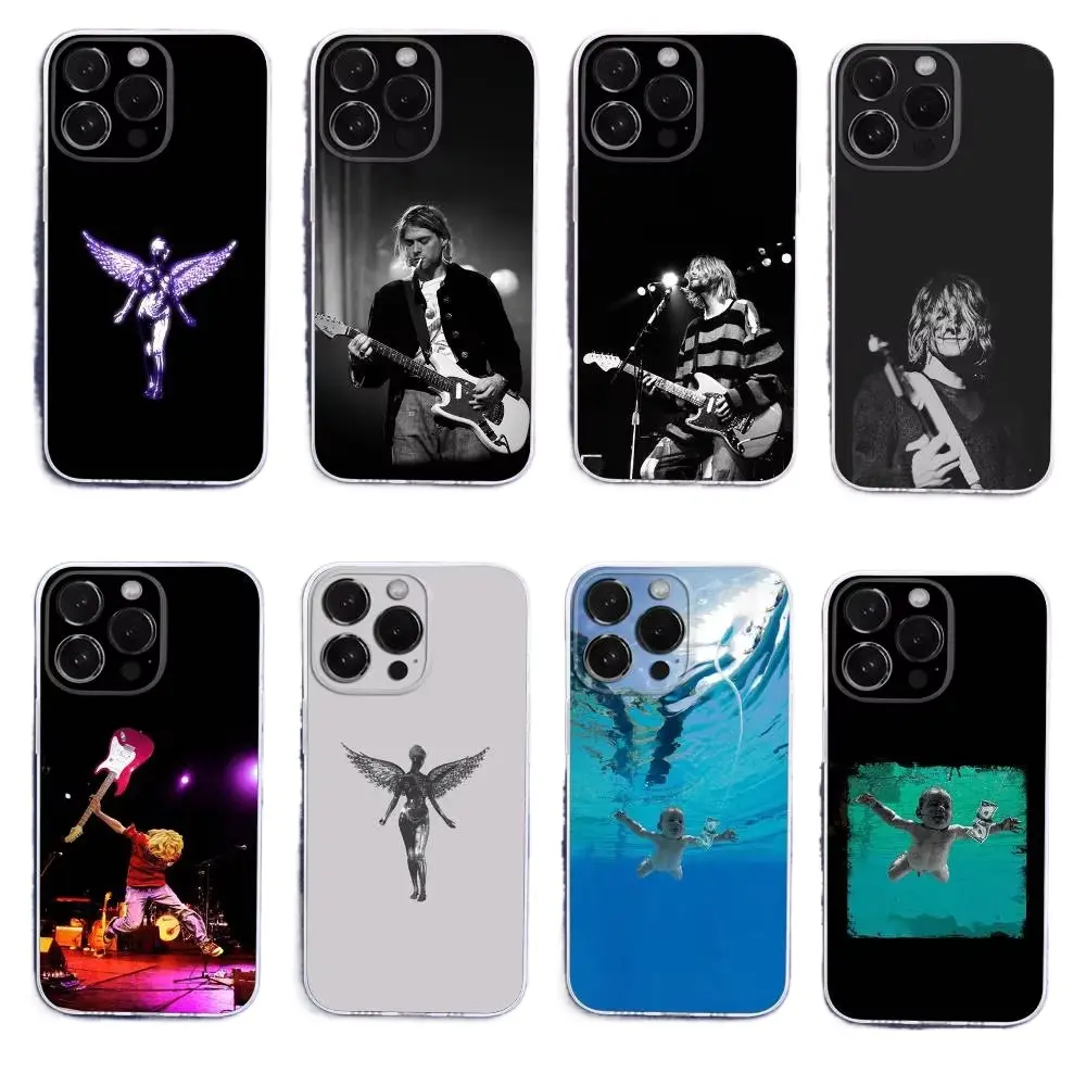 Nirvana Kurt Cobain Rock Band Vintage Graphic Phone Cases, High-Quality Print Protective Accessories For iPhone & Galaxy Multi-Model (17 ProMax/Pro/Air,16 Plus,15-11,S26 Ultra,S25-S23) Shockproof Cover For Birthday Gifting