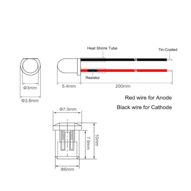 30 Sets/90 Sets 3mm LED Pre-Wired 20cm Dc 3v-12V, Ultra-Bright Mini LED, Plastic Mount, DIY Research Industrial Use