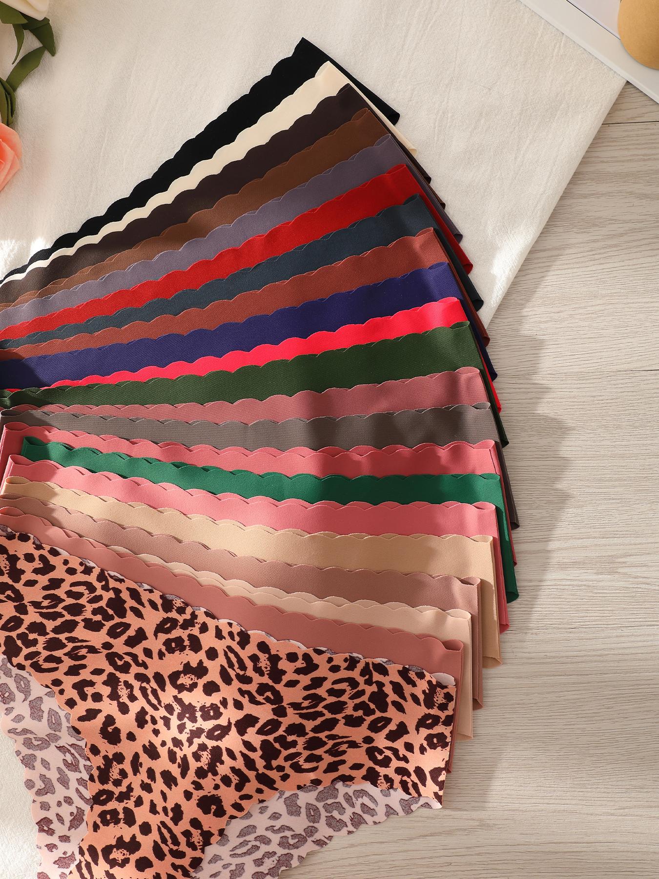 7-piece set of randomly colored wave-edged seamless one-piece triangle panties, Seamless Crotch Design, leopard print and solid color mix, sexy, comfortable, stretchy, and smooth women's underwear