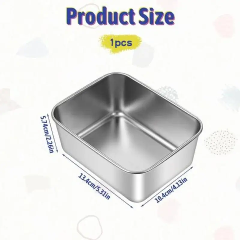 Stainless Steel Rectangular Tray with Lid – Thickened food-grade storage tray for steaming, serving and food preservation. Durable multi-purpose kitchen container, not microwave safe.
