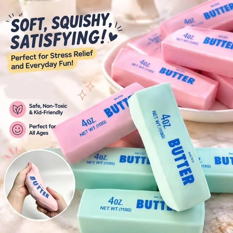 Crunchy Sound Butter Bar Squishy Toy, Kawaii Tpr Fidget, Soft Squeeze Fidget Toy Sensory Play Toy Portable Stress Relief Decompression Toy Cute Desk Relax Toy Gift For Teens Adults Handmade Ball Crispy Squishy