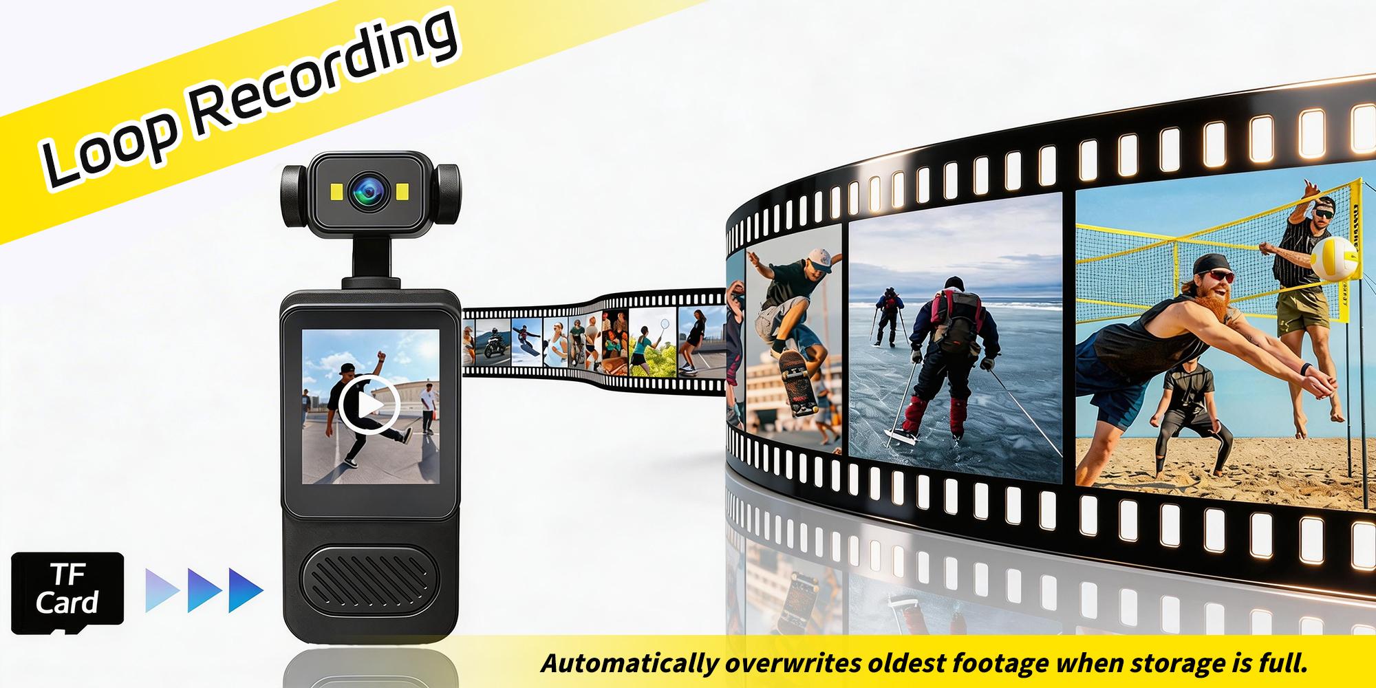 High-Definition 1080P Wearable Camera with 32GB Storage, Portable Vlog Camera with WiFi, Night Vision, and Stabilization, Ideal for Travel and Sports