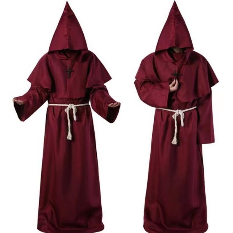 Medieval Monk Robe Cosplay Costume - Long, Classic, Traditional, Loose Festive Outfit for Priest, Wizard Roles, Halloween Stage Performances