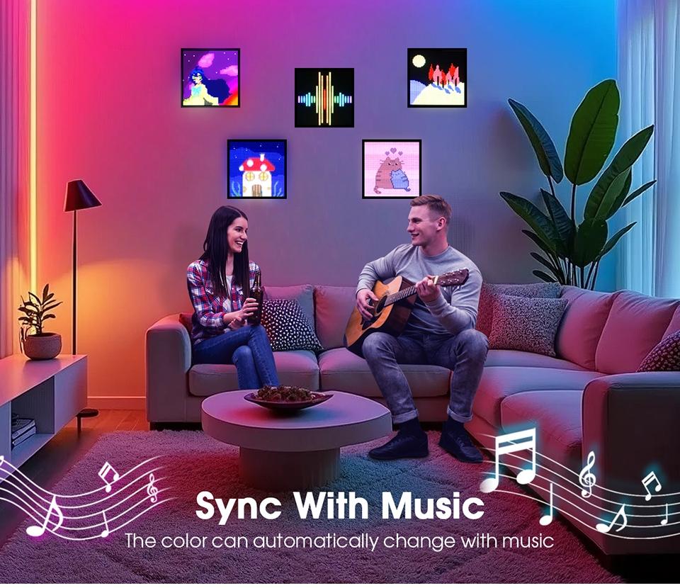 Programmable LED Pixel Matrix Display,DIY Art Animation Screen with App Control,5V for Home/Office Decor Gift Christmas/Birthday