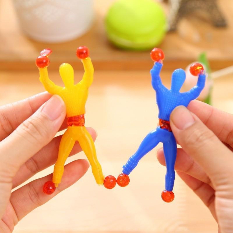 10pcs Random Color Elastic Palm Soft Gel Stress Relief Sticky Hands Spider Web Wall Climbing Spiderman Toy for Kids