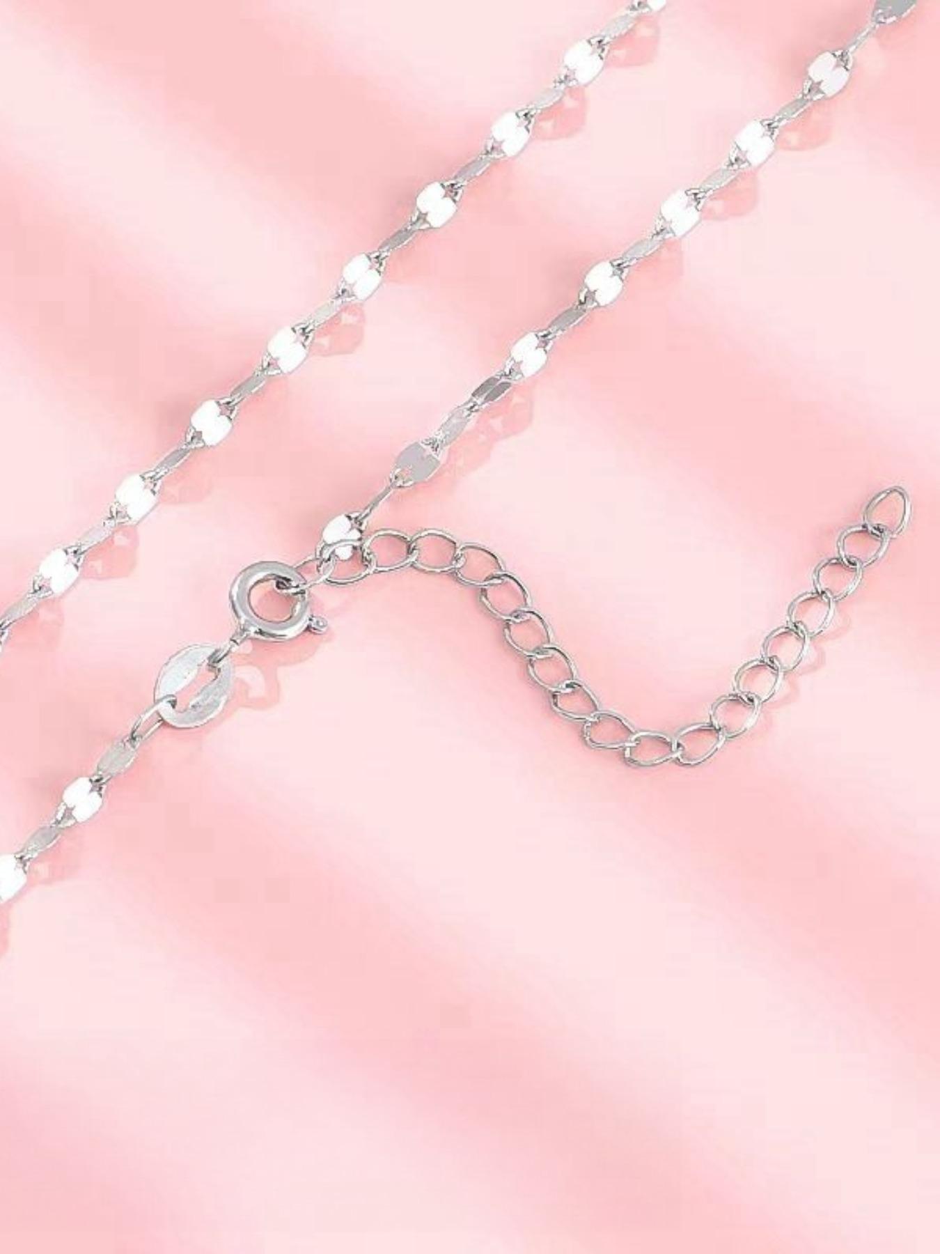 S999 Sterling Silver Minimalist Chain Necklace Exquisite Trendy Pendant for Women & Girls, Fashion Jewelry for Party, Daily Clothing Decor, Trendy All-match & Exquisite Jewelry for Birthday Gift