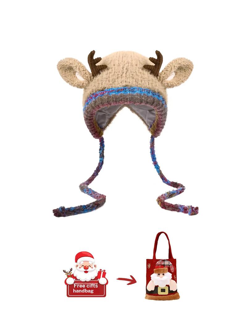Original design Festive Christmas Antler Hat (It can be used as a handbag,A hat has multiple uses.)Knitted Ear Protection Windproof Warm Hat Suitable for the family It can be worn by adults and children, without limiting the circumference of the head Original design Festive Christmas Antler Hat (It can be used as a handbag,A hat has multiple uses.)Knitted Ear Protection Windproof Warm Hat Suitable for the family It can be worn by adults and children, without limiting the circumference of the head