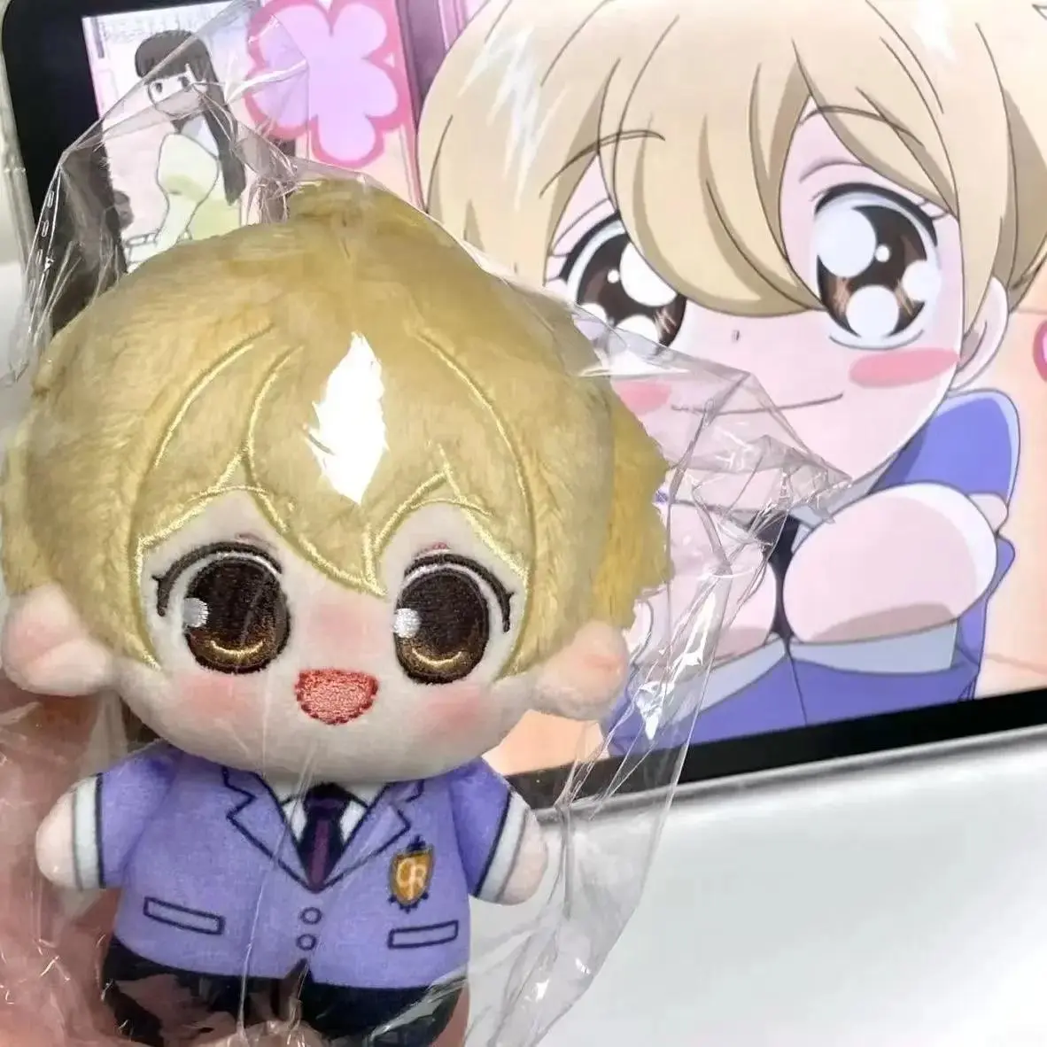 10 cm Ouran High School Host Club Mitsukuni Haninoduka Anime Cartoon Plush Doll, Unisex Backpack Pendant, KeyChain, Pet Backpack Toy Gift for Kids, 10Cm Body