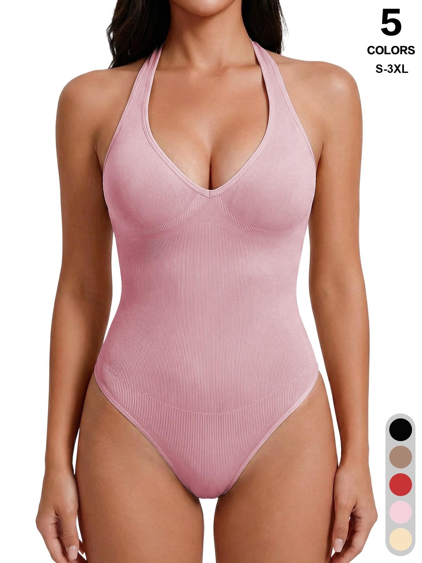 Women's Sexy Chic Halter Seamless Bodysuit Underwear Going Out Backless Tank Top Sleeveless Thong Body Suits Summer Outfits