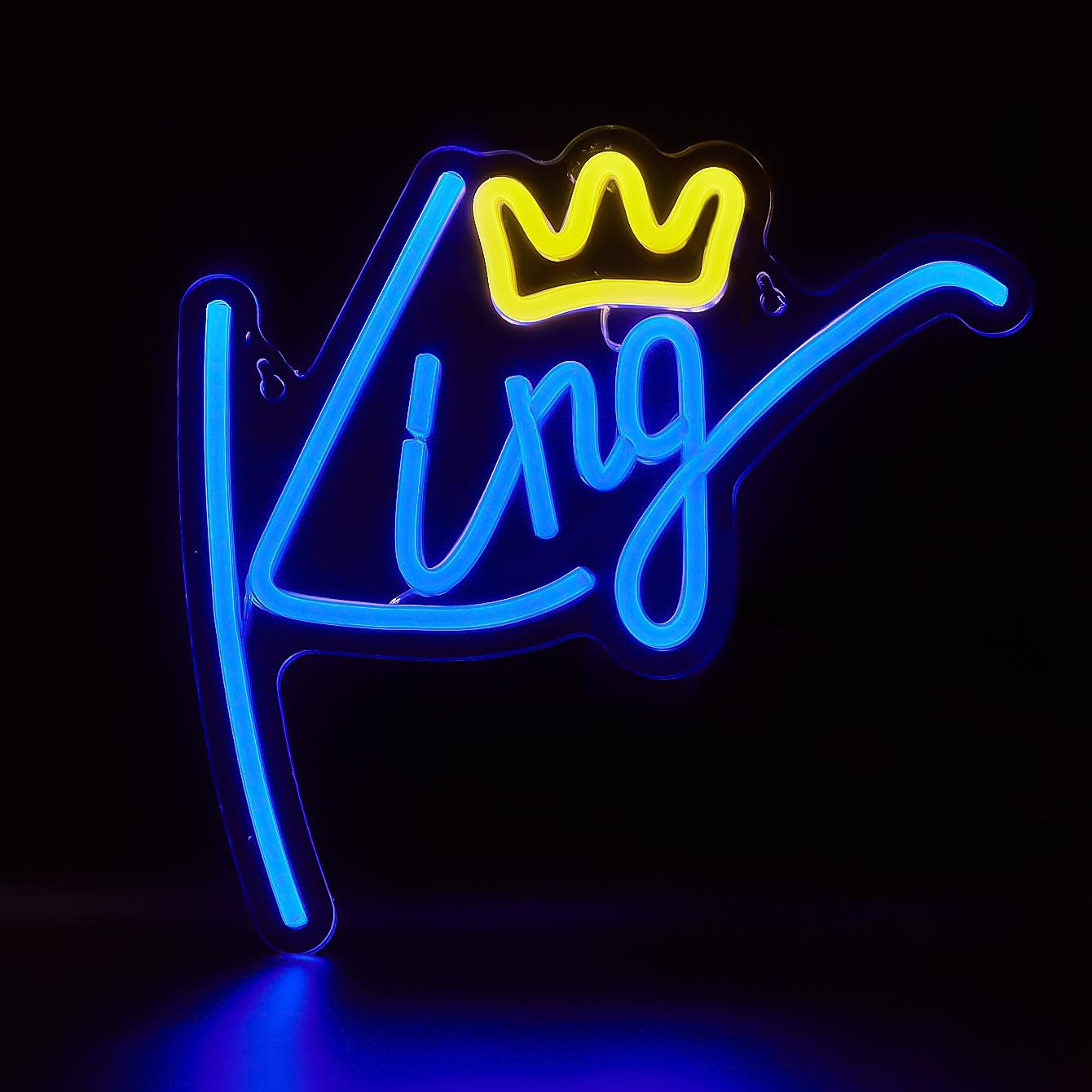 Creative King Letter Design LED Neon Light, Led Wall Light, Led Mood Light, USB Powered Neon Sign, Ambient For Party Decor, Cool Bedroom Accessories, Summer Decor