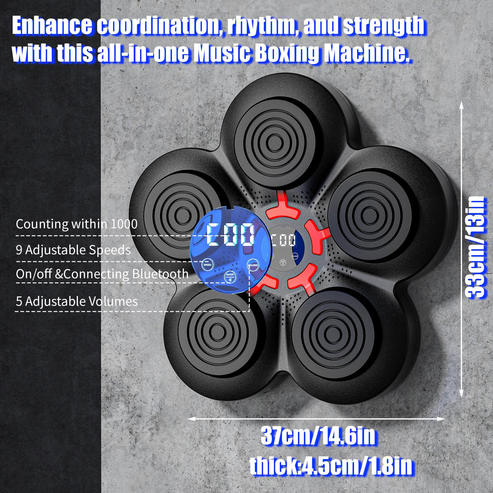 Music Punching Machine for Kids Adults,Bluetooth Wall Mounted Boxing Trainer with Gloves,Reaction Training Pad,Home Gym Sport Toys Gifts for Boys Girls Teens 3-12+