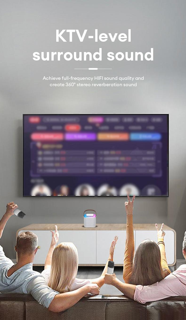 HYUNDAI S13 Portable Wireless Karaoke Bluetooth Speaker With Microphone HIFI Stereo Sound Subwoofers, KTV Speaker Subwoofer With Lighting Effect