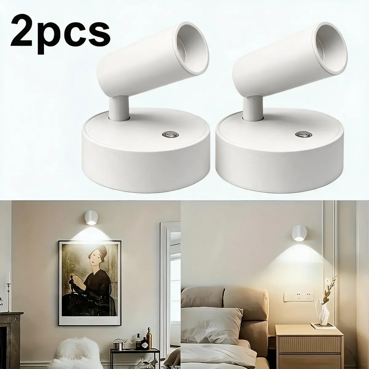 2 Wireless LED Cabinet Lights, USB Rechargeable, Touch Switch, Dimmable, Ideal for Kitchen, Stairs, Hallway, Closet, Christmas Gift