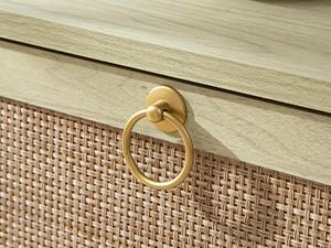 SICOTAS Nightstand Set of 2 - 15.2" x 17.7" x 23.6" Size Elegant Rattan Decor Drawer with Brass Knobs Night Stand Engineered Wood Bedside Table Boho End Tables Side Tables with Storage Shelf for Bedroom and Living Room