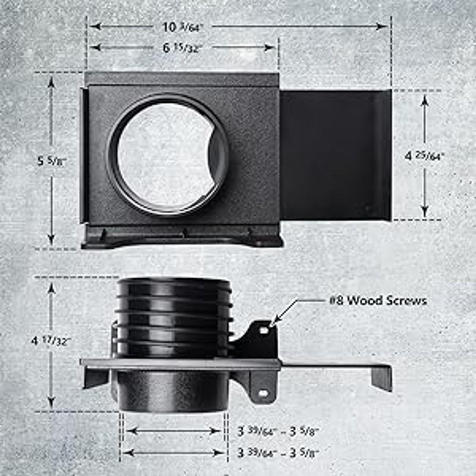 Plastic 4 Inch Wall Mounting Blast Gate with Built-in Wall Mounting Bracket, Threaded Dust Collection Dust Fittings for Workshop 4-inch ID Flexible Hoses - 1 Pack, 4” Id Ducts