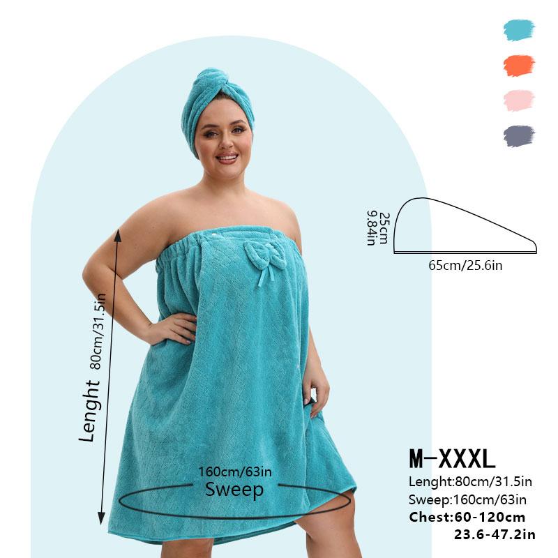 Plus Size Bath Skirt & Shower Cap Set, 2 Counts/set Adjustable Bath Skirt & Shower Cap, Thickened Bath Skirt, Ideal for Home Use, Travel, Sauna, and Spa, Womenswear